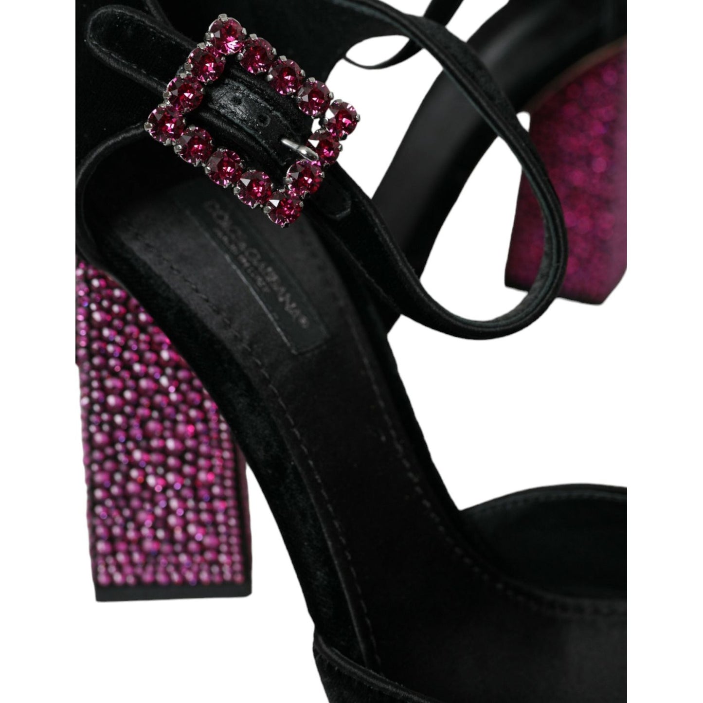 Dolce & Gabbana Black Velvet Strass Crystal Mary Janes Shoes Dolce & Gabbana Black
