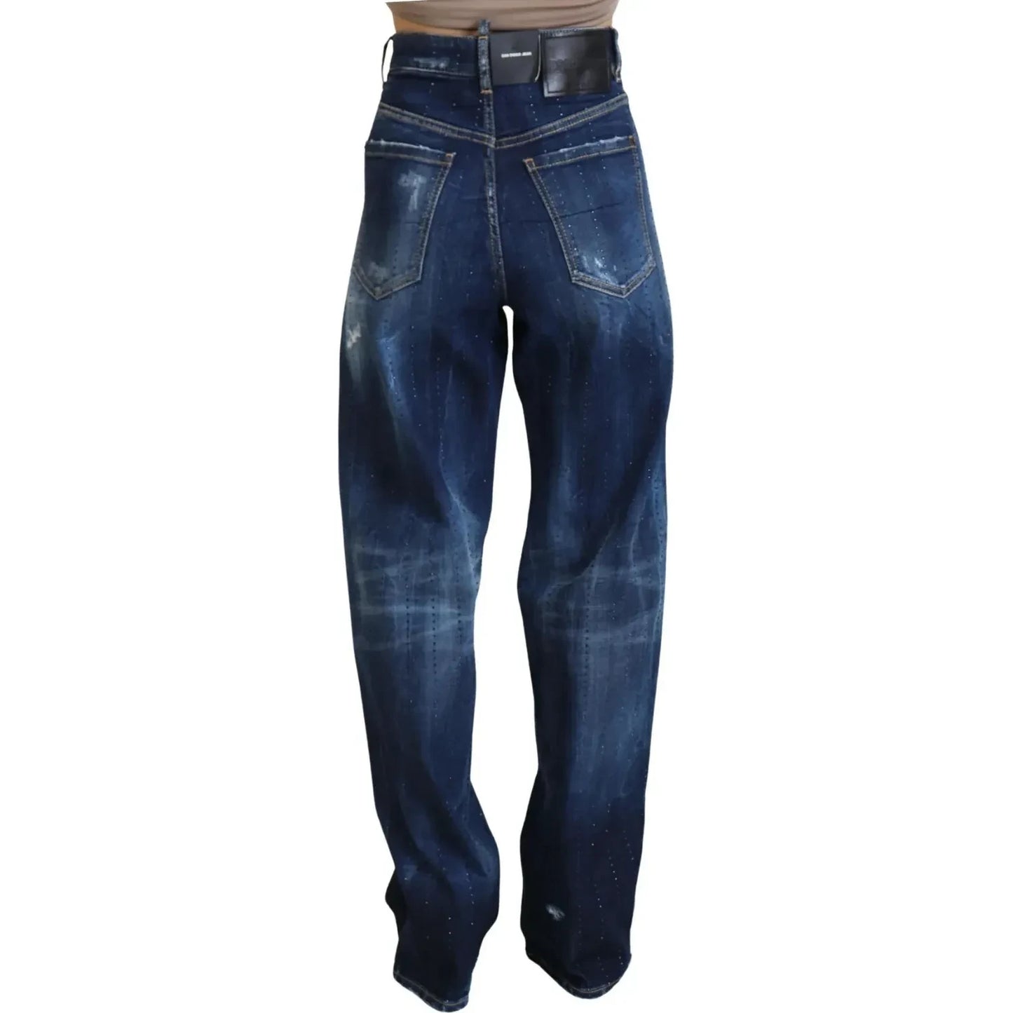 Dsquared² Blue High Waist Straight Denim Jeans San Diego Dsquared² Dark Slate Gray