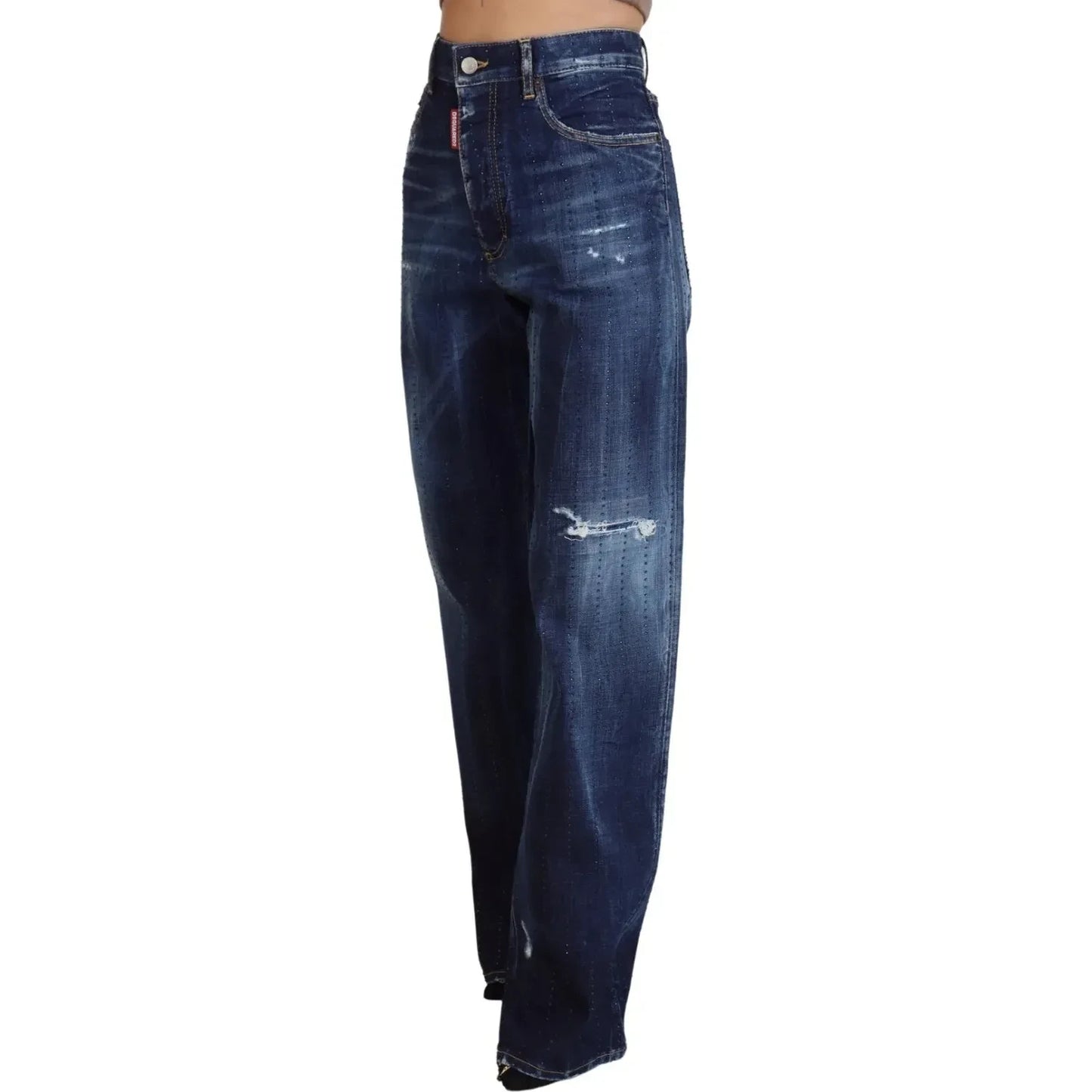 Dsquared² Blue High Waist Straight Denim Jeans San Diego Dsquared² Dark Slate Gray