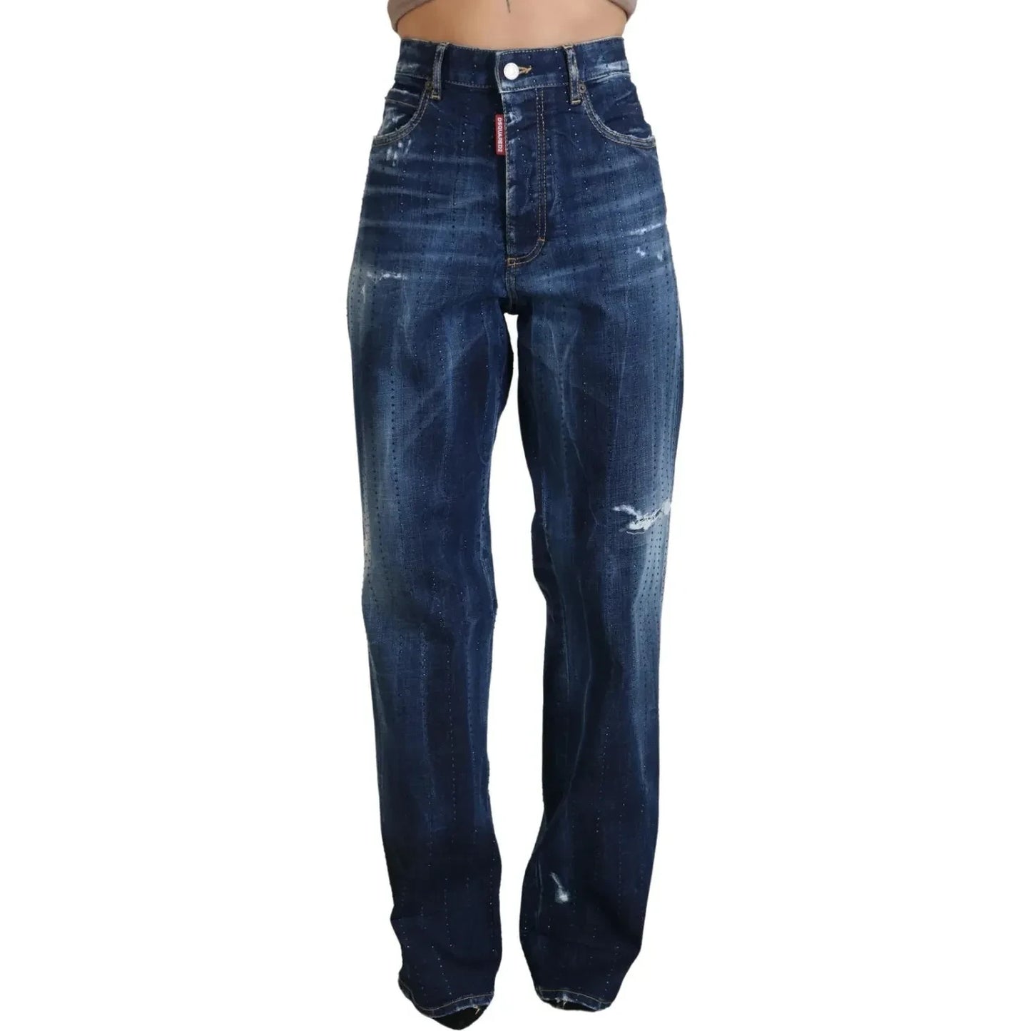 Dsquared² Blue High Waist Straight Denim Jeans San Diego Dsquared² Dark Slate Gray