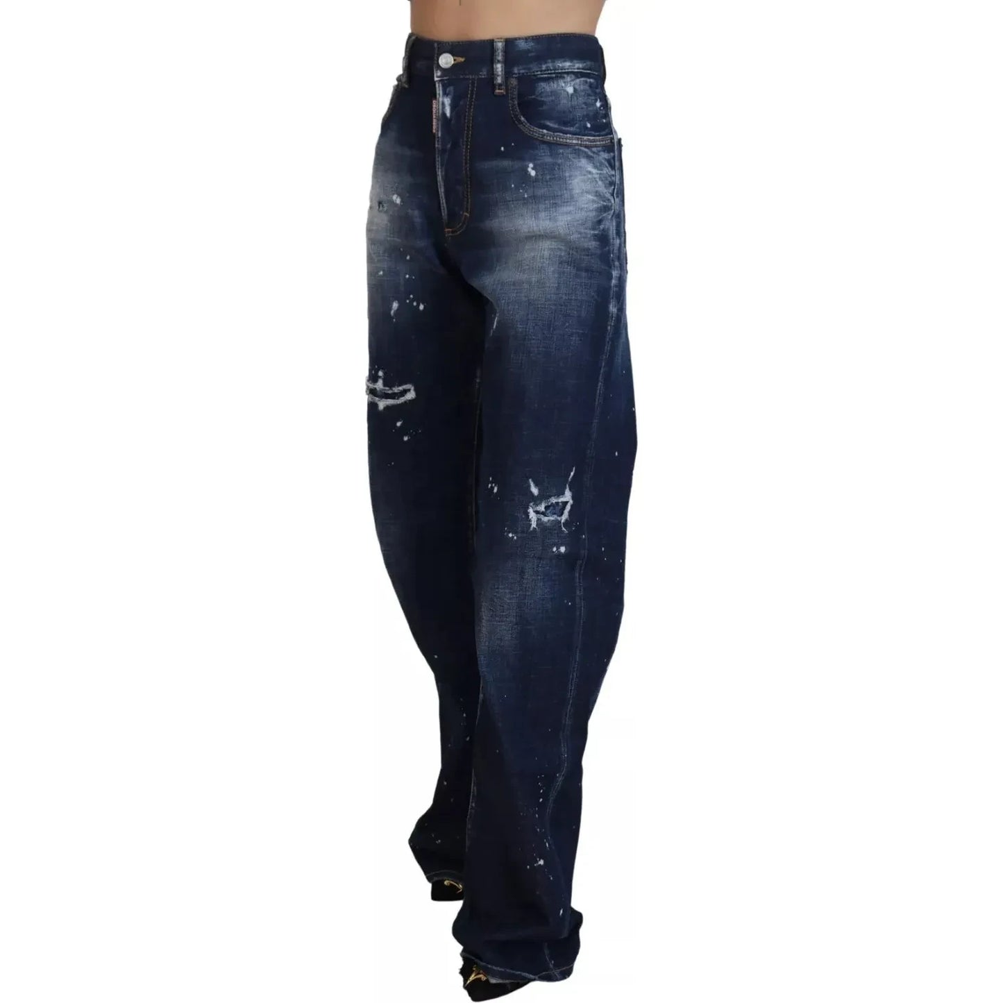 Dsquared² Blue High Waist Tattered Denim Jeans San Diego Dsquared² Dark Slate Gray