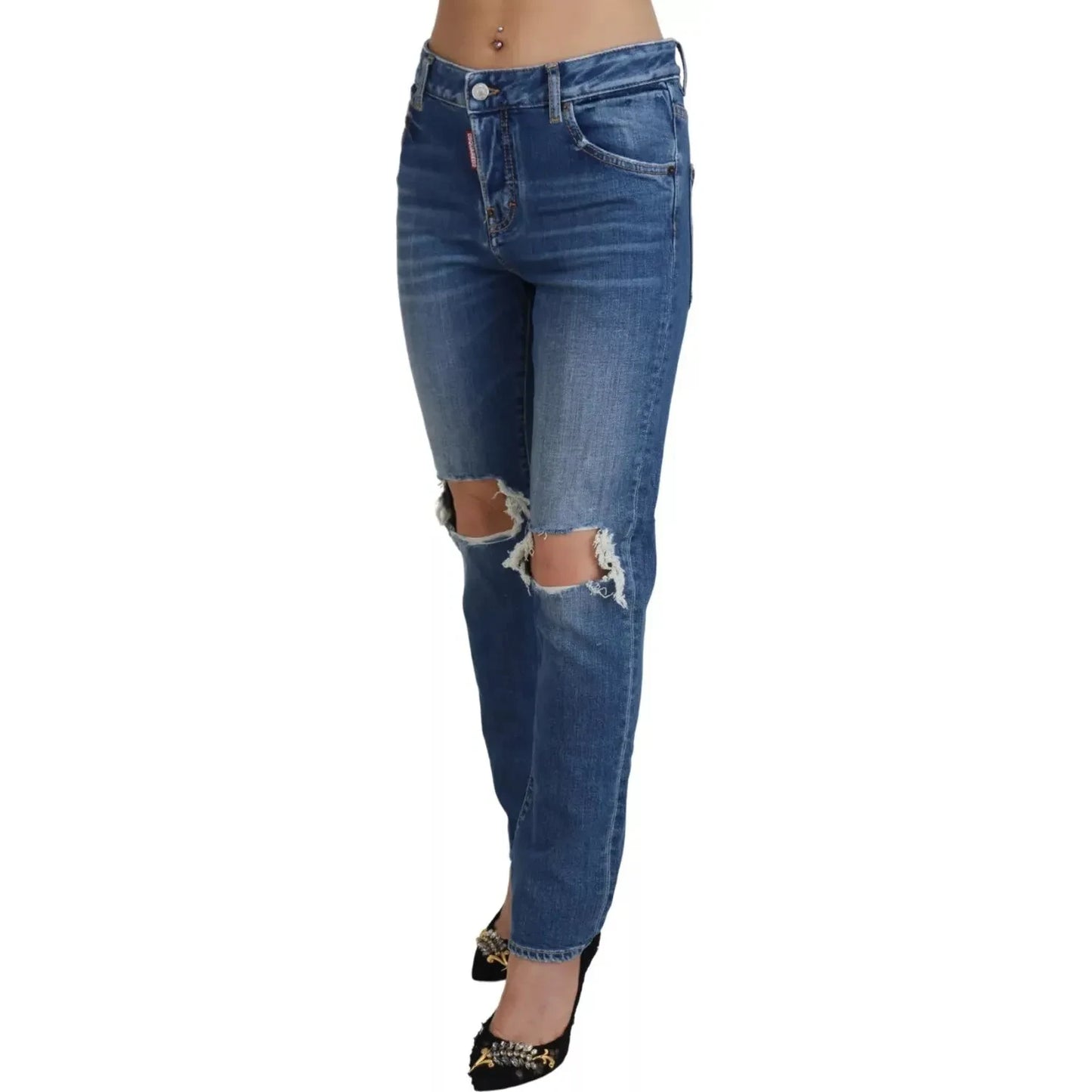 Dsquared² Cool Girl Blue Distressed Mid Waist Denim Jeans Dsquared² Dark Slate Gray