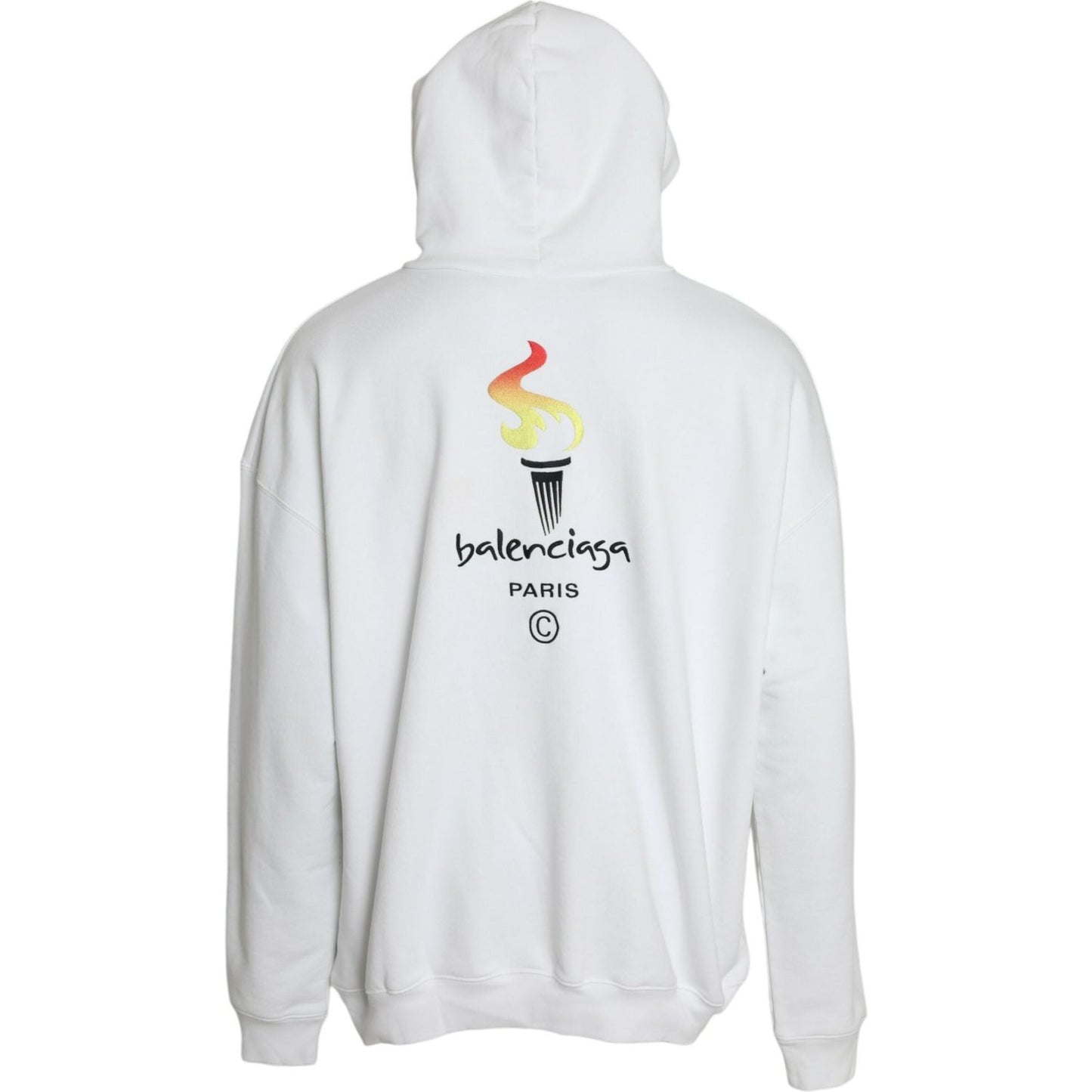 Balenciaga White Cotton Logo Hooded Pullover Sweatshirt Sweater Balenciaga Light Gray