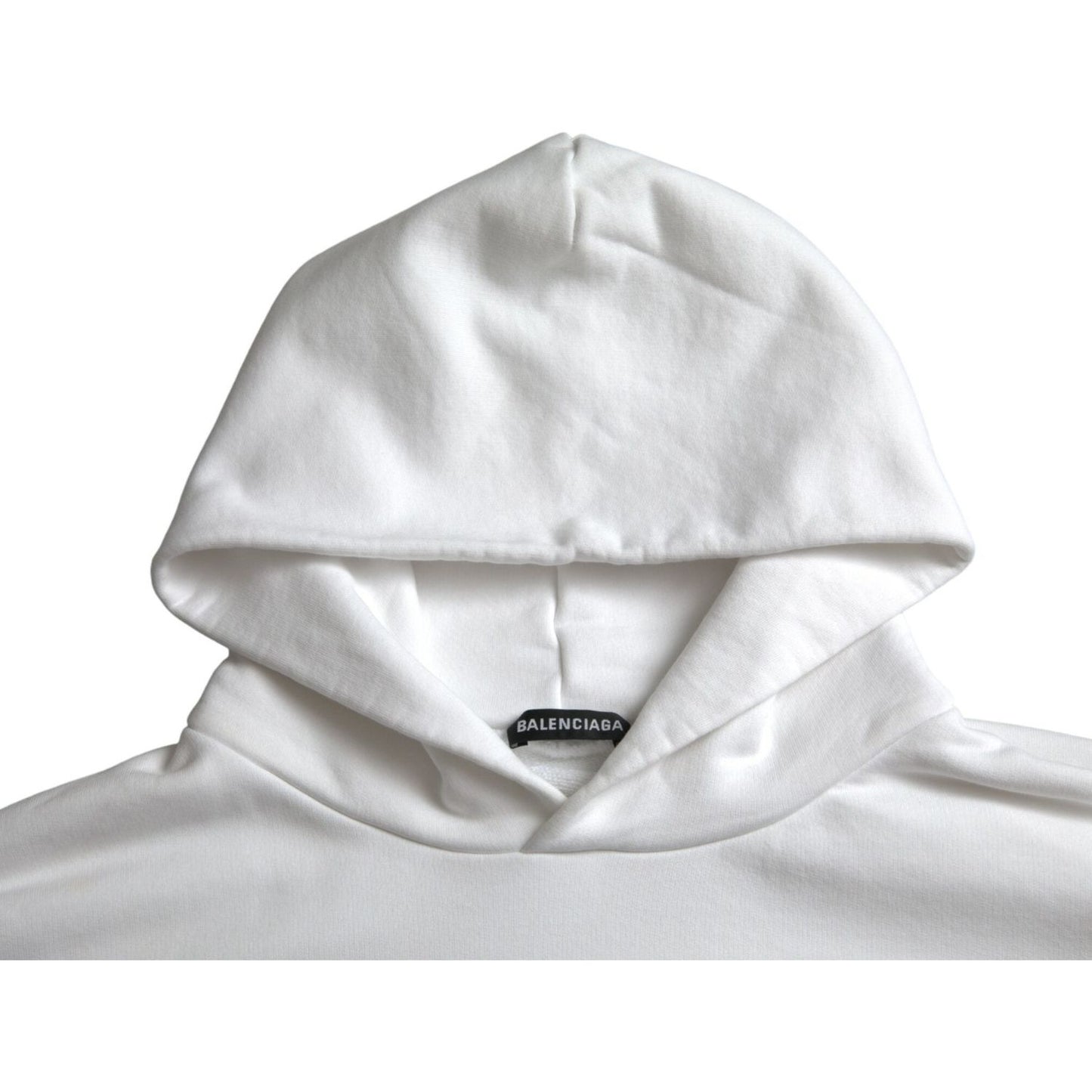 Balenciaga White Cotton Logo Hooded Pullover Sweatshirt Sweater Balenciaga Light Gray