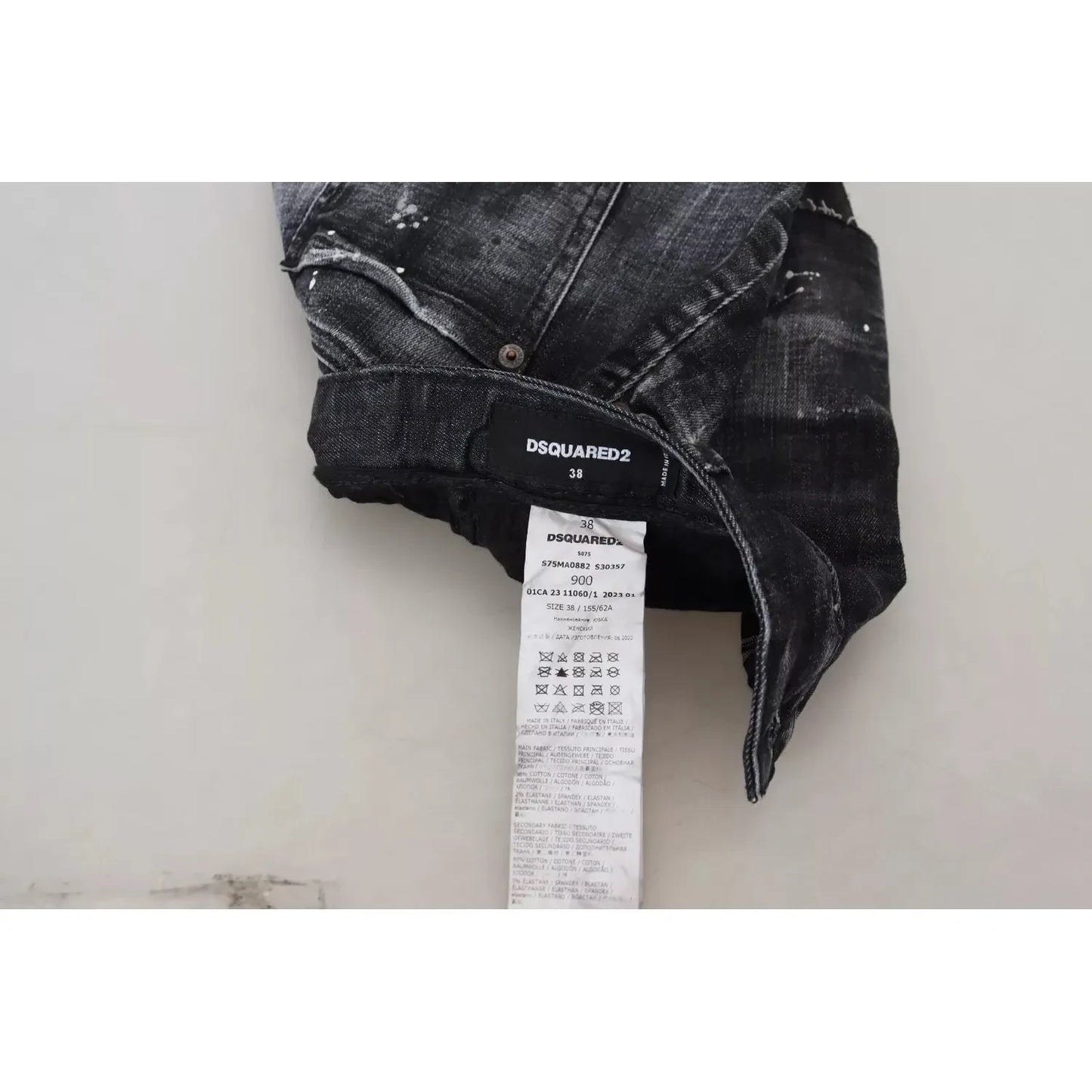 Dsquared² Black Checkered High Waist A-line Denim Mini Skirt Dsquared² Gray