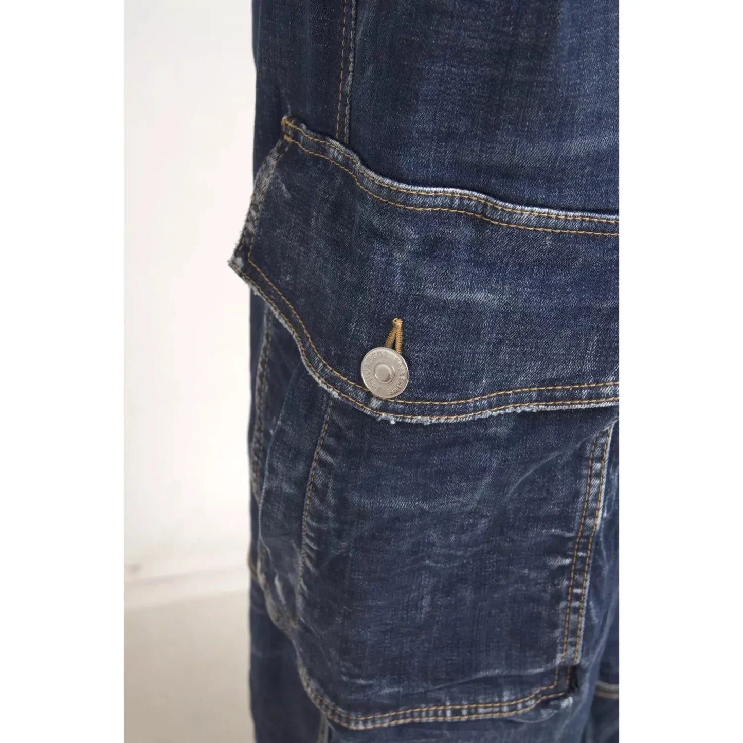 Dsquared² Blue High Waist Cotton Cargo Baggy Denim Jeans Dsquared² Dark Slate Gray