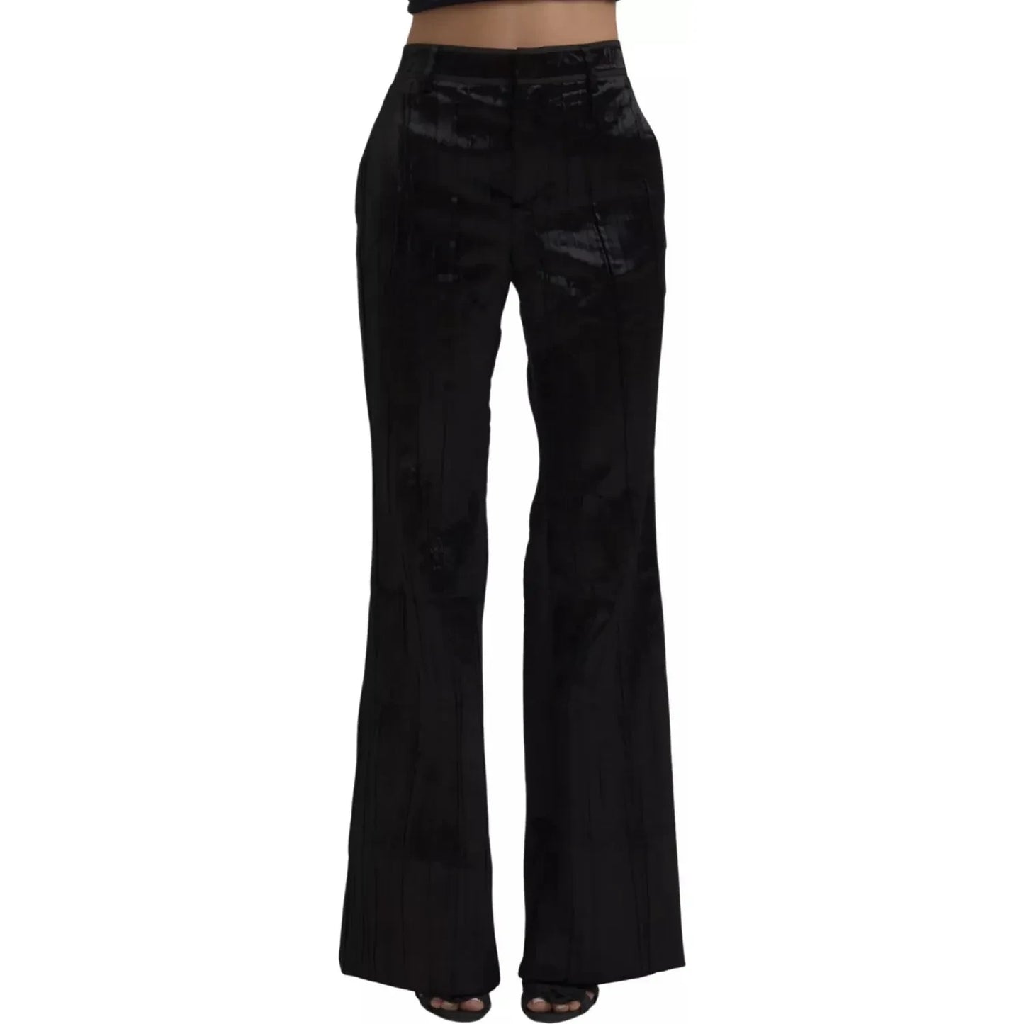 Dsquared² Black Viscose Super Flare High Waist Pants Dsquared² Black