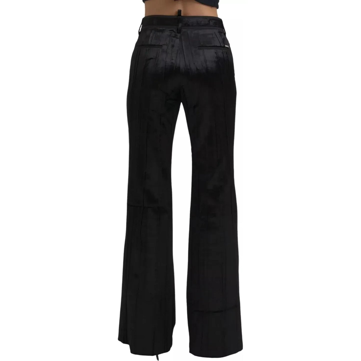 Dsquared² Black Viscose Super Flare High Waist Pants Dsquared² Black