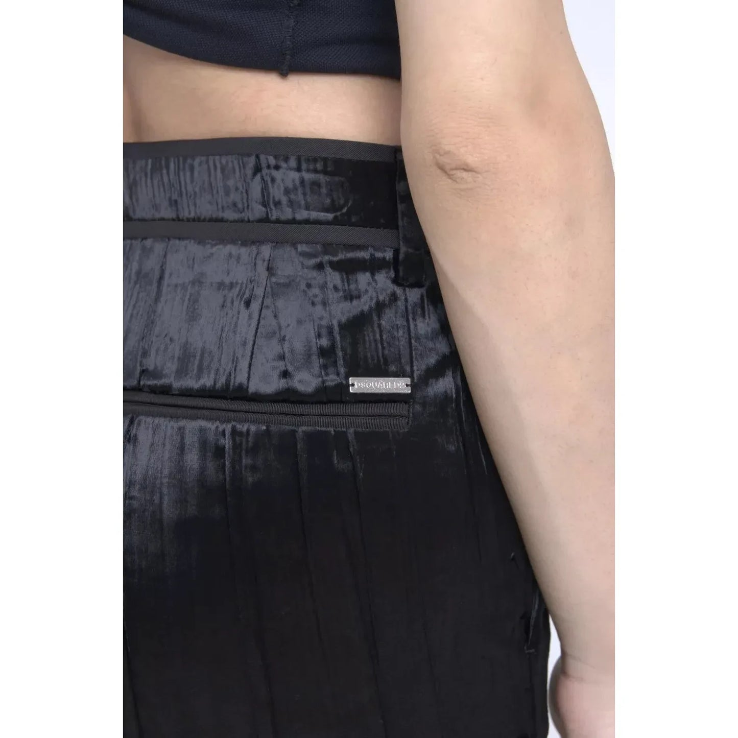 Dsquared² Black Viscose Super Flare High Waist Pants Dsquared² Tan