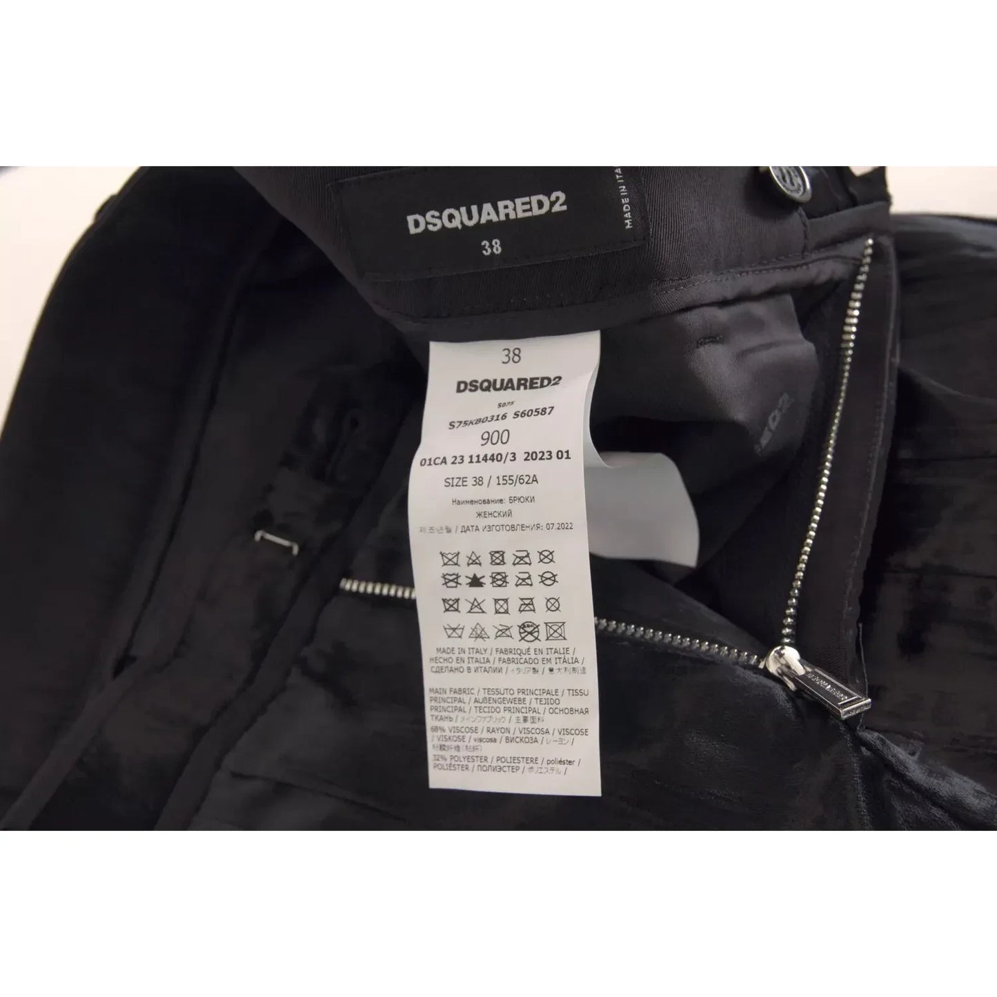 Dsquared² Black Viscose Super Flare High Waist Pants Dsquared² Black