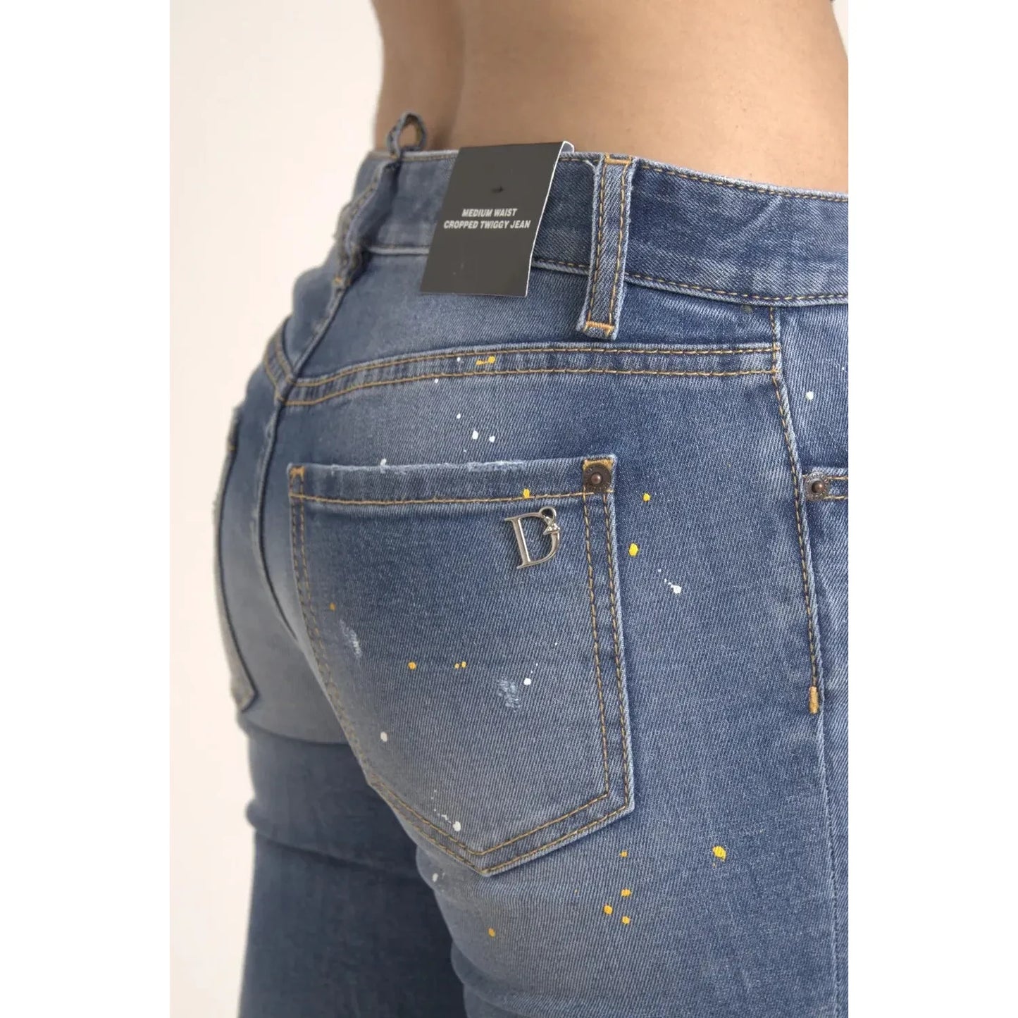 Dsquared² Blue Mid Waist Cropped Twiggy Denim Jeans Dsquared² Dim Gray