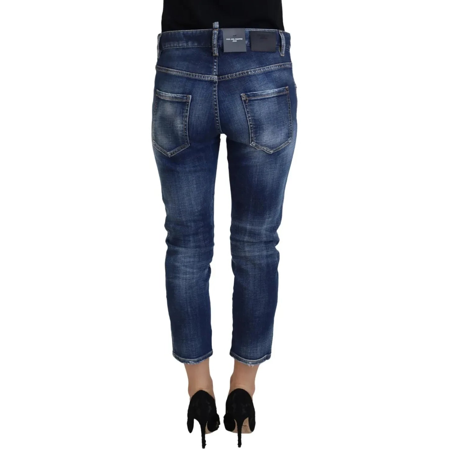 Dsquared² Blue Cotton Mid Waist Cropped Denim Jeans Cool Girl Dsquared² Dark Slate Gray
