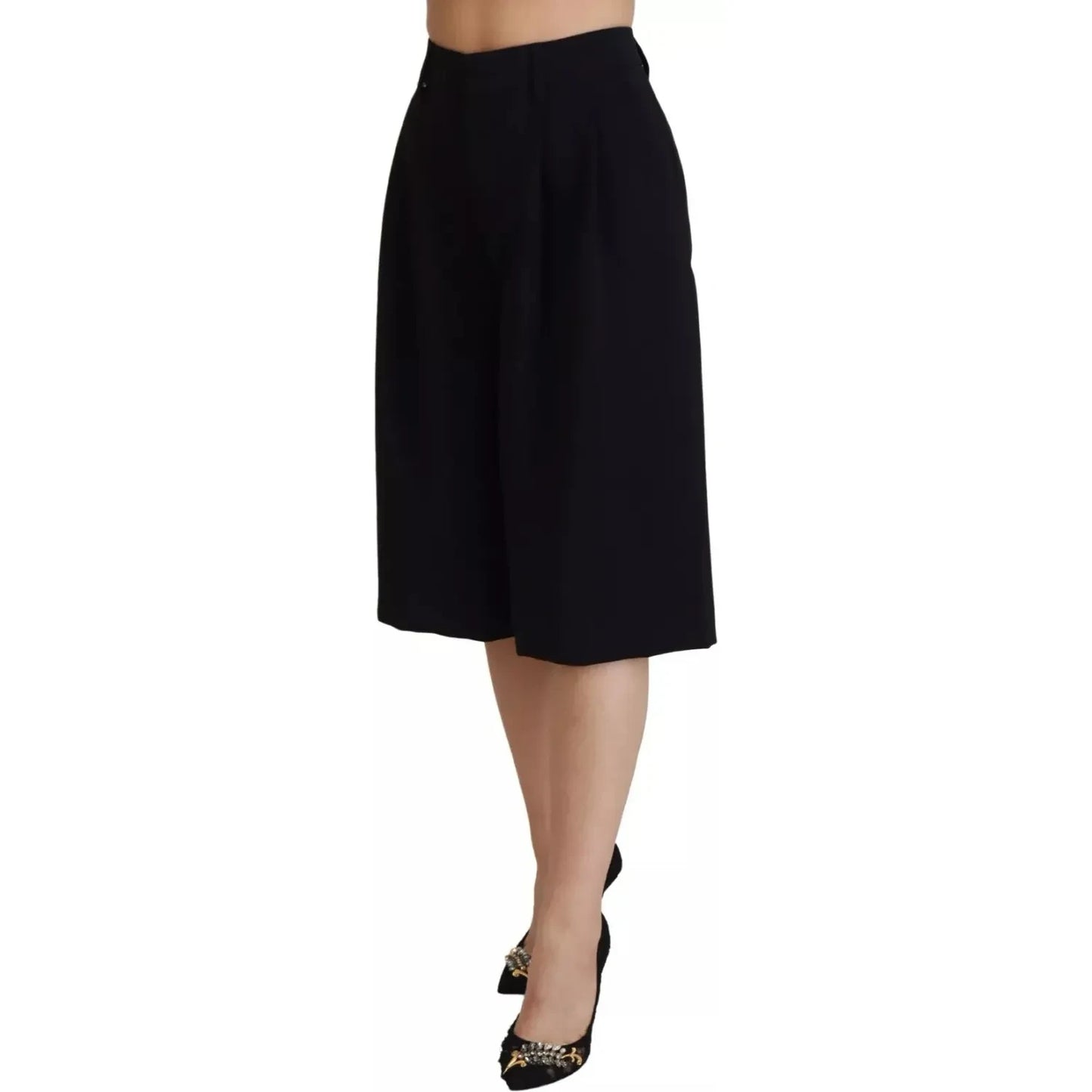 Dsquared² Black High Waist Wide Leg Cropped Trouser Pants Dsquared² Rosy Brown