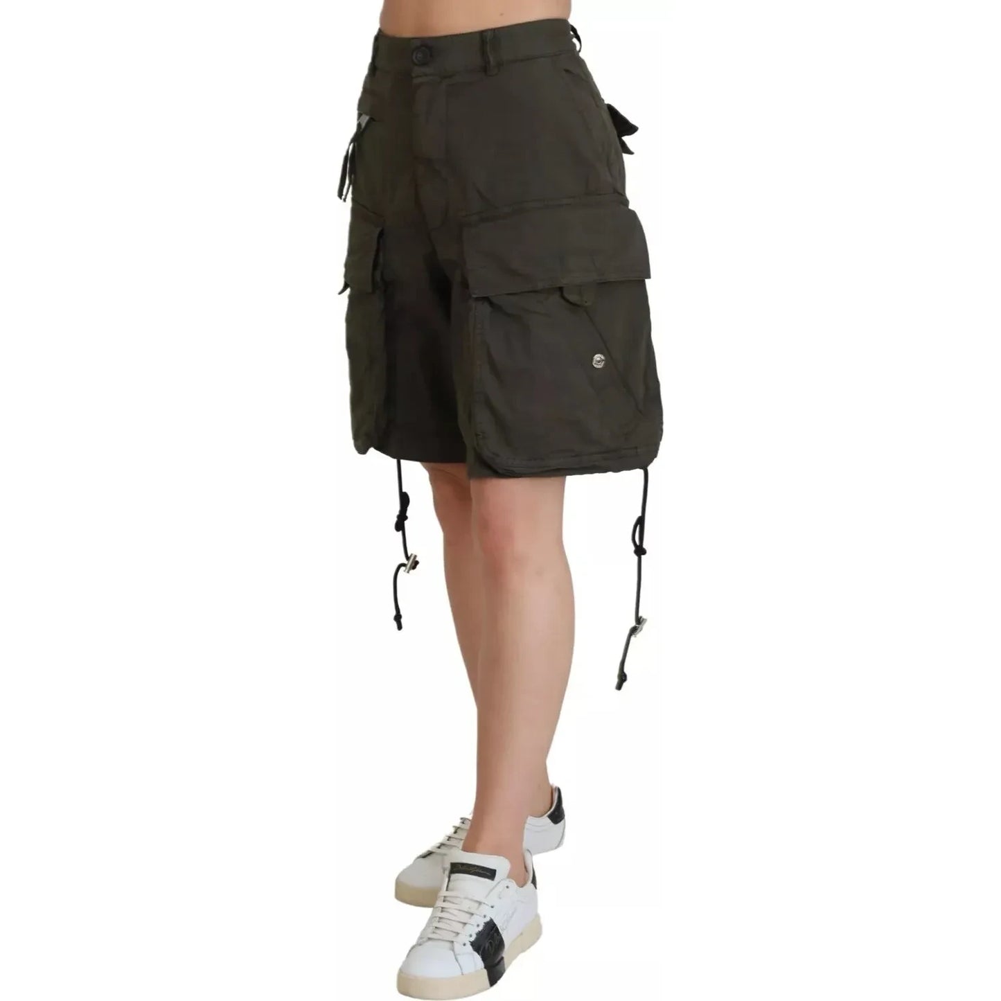 Dsquared² Green High Waist Cargo Bermuda Women Shorts Dsquared² Dark Slate Gray