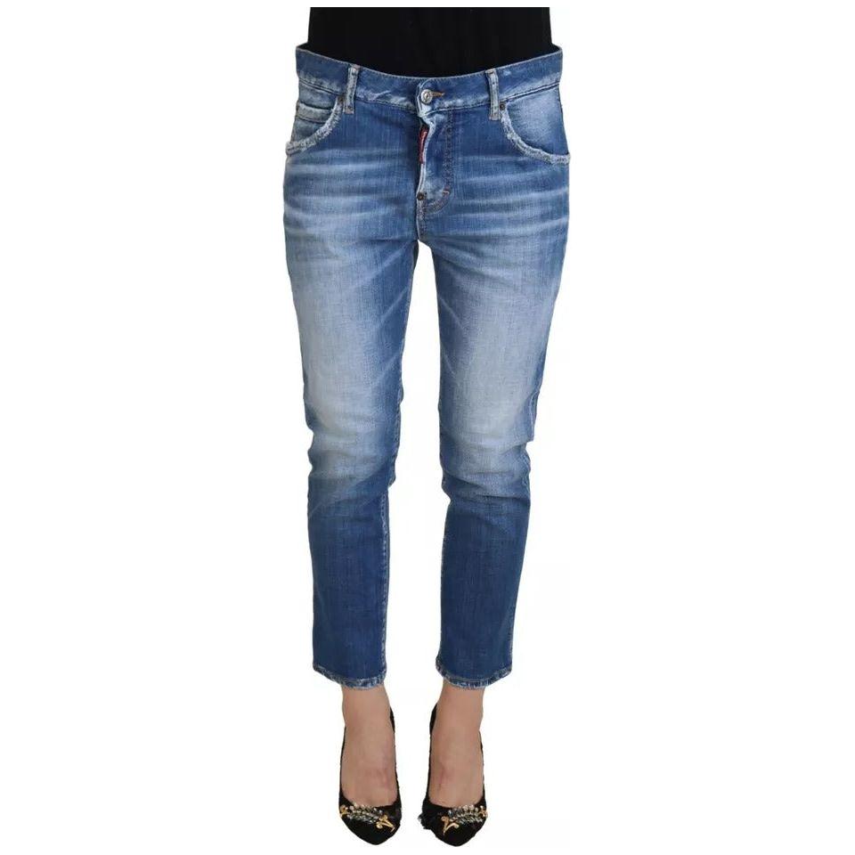 Dsquared² Blue Cotton Low Waist Cropped Cool Girl Denim Jeans Dsquared² Dim Gray
