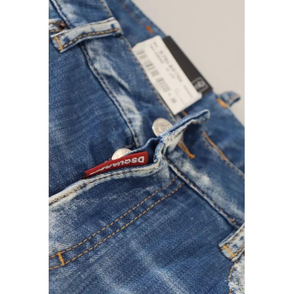Dsquared² Blue Cotton Low Waist Cropped Cool Girl Denim Jeans Dsquared² Dim Gray