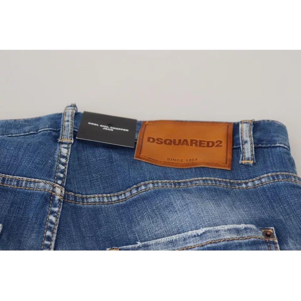 Dsquared² Blue Cotton Low Waist Cropped Cool Girl Denim Jeans Dsquared² Dark Slate Gray