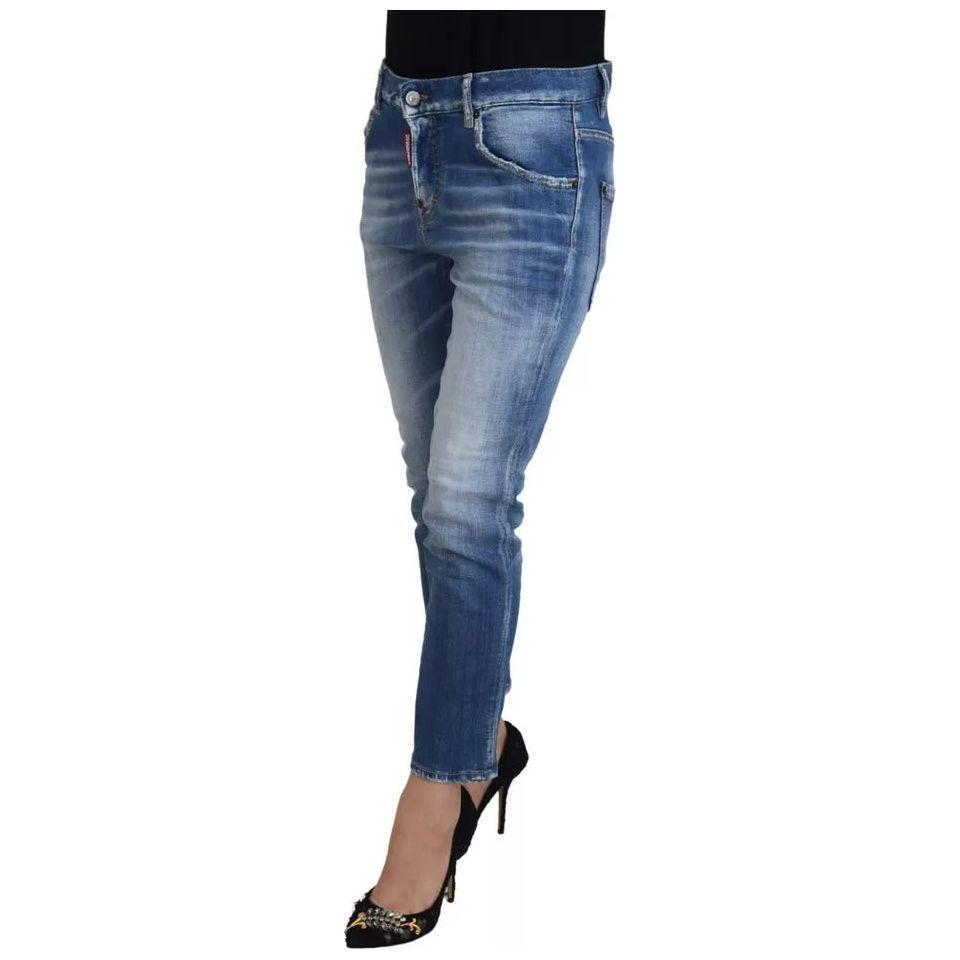 Dsquared² Blue Cotton Low Waist Cropped Cool Girl Denim Jeans Dsquared² Dim Gray