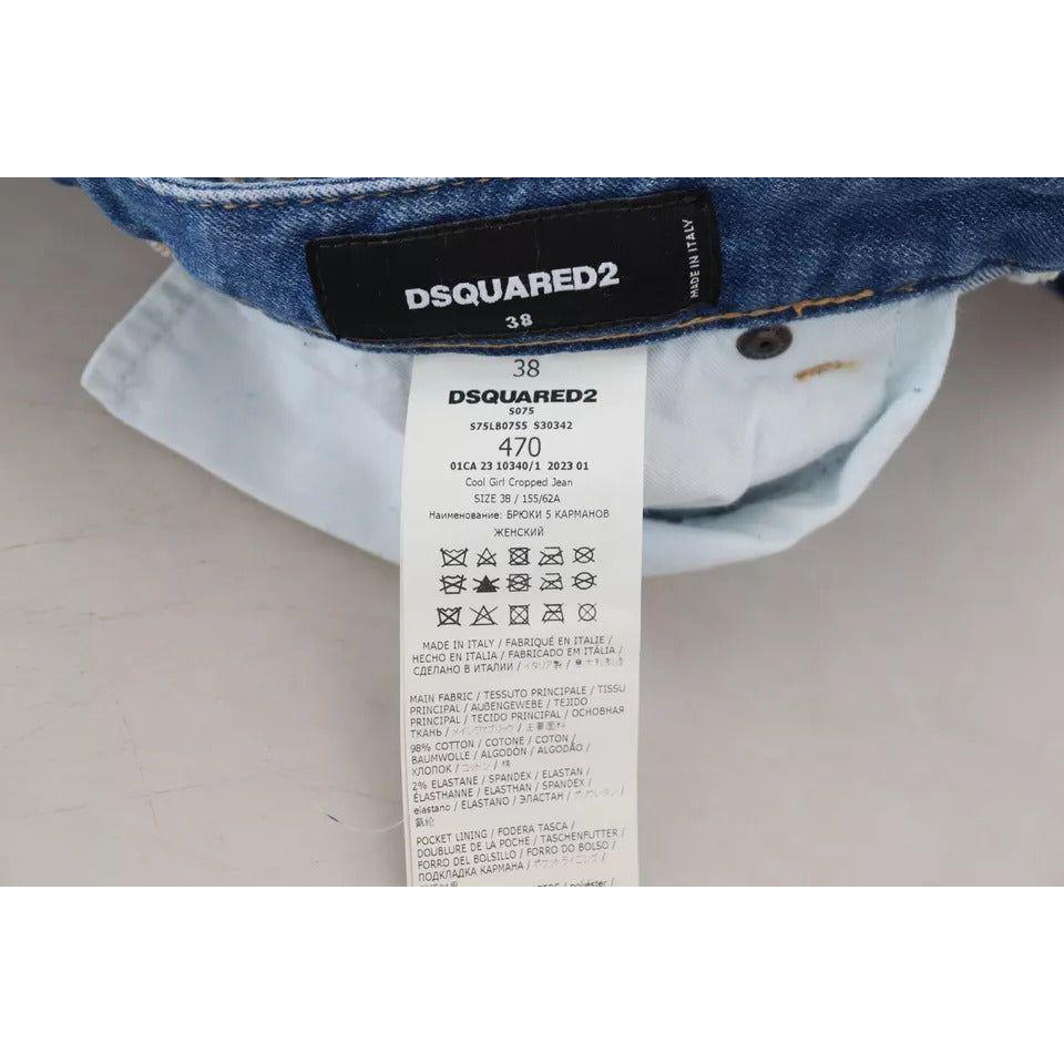 Dsquared² Blue Cotton Low Waist Cropped Cool Girl Denim Jeans Dsquared² Gray