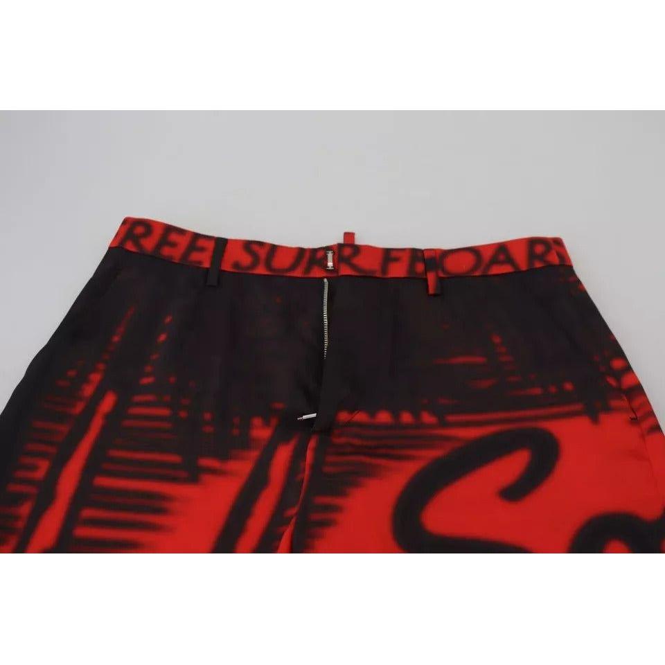 Dsquared² Red Printed High Waist Straight Pants Dsquared² Gray