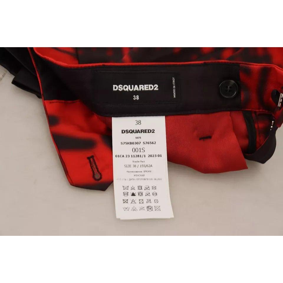 Dsquared² Red Printed High Waist Straight Pants Dsquared² Gray