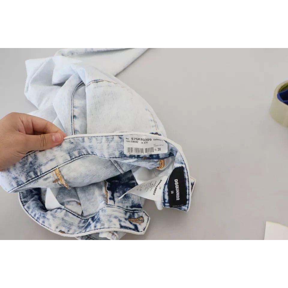 Dsquared² Light Blue Cotton High Waist Straight Denim Jeans Dsquared² Gray