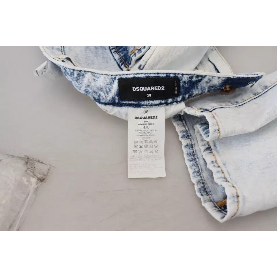 Dsquared² Light Blue Cotton High Waist Straight Denim Jeans Dsquared² Dark Gray