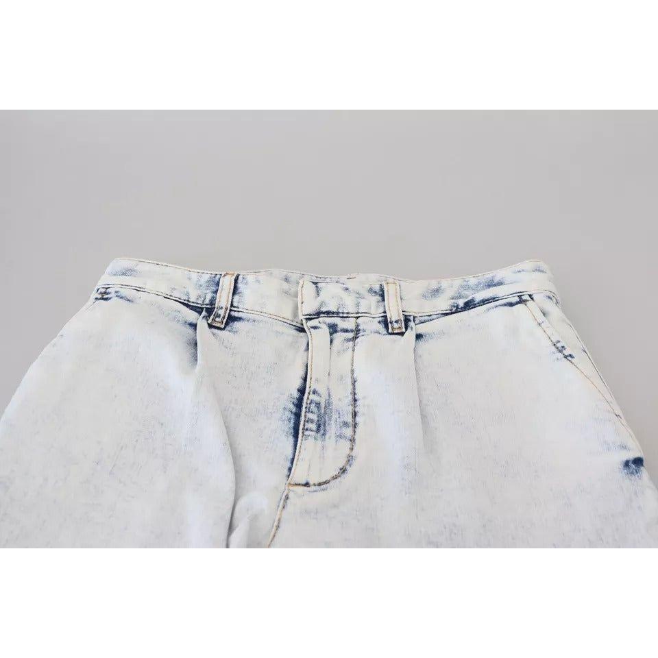 Dsquared² Light Blue Cotton High Waist Straight Denim Jeans Dsquared² Light Gray