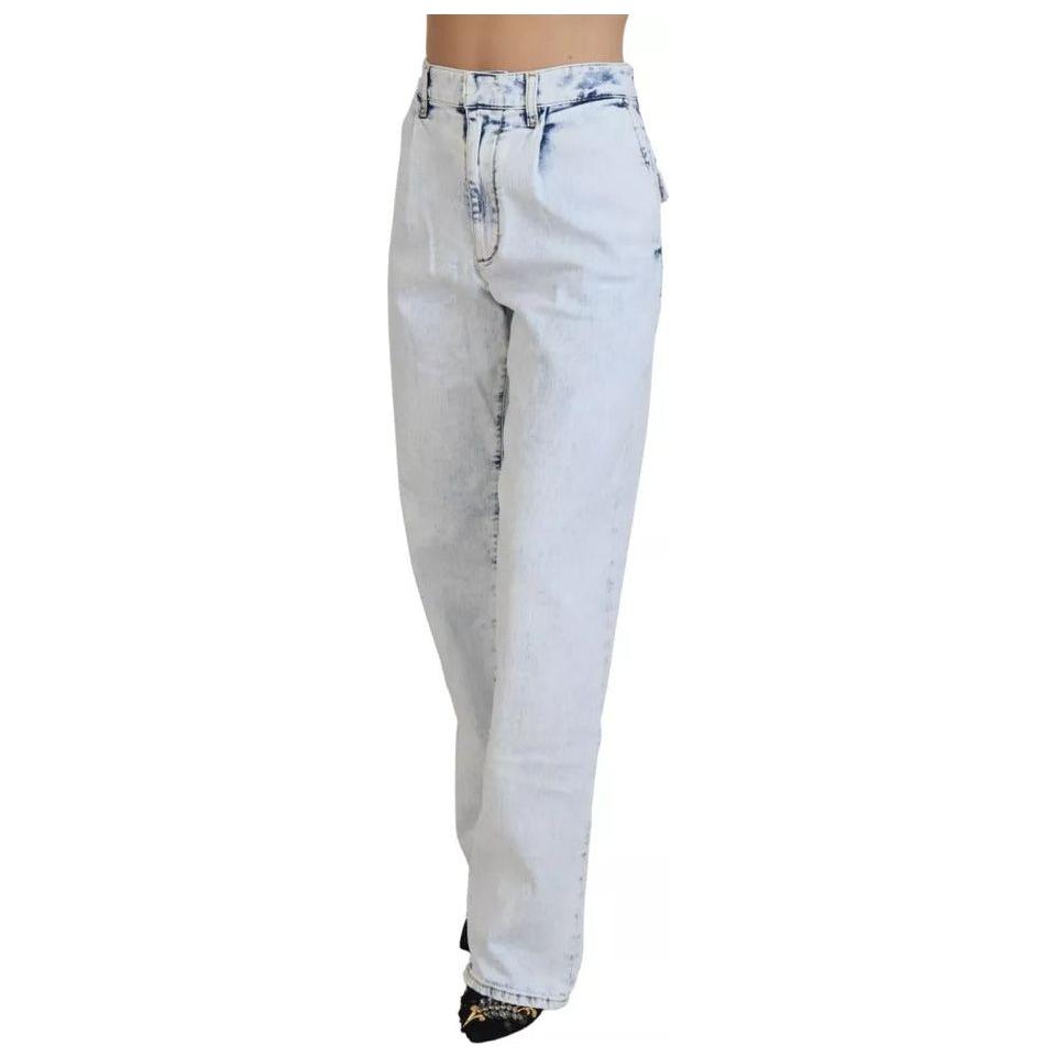 Dsquared² Light Blue Cotton High Waist Straight Denim Jeans Dsquared² Gray