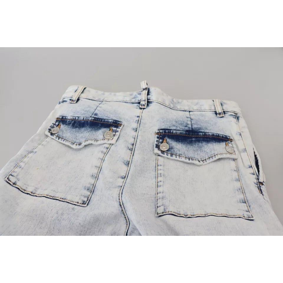 Dsquared² Light Blue Cotton High Waist Straight Denim Jeans Dsquared² Gray