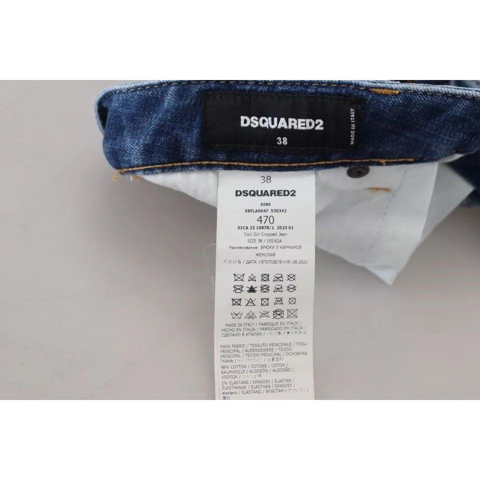 Dsquared² Blue Icon Low Waist Cropped Cool Girl Denim Jeans Dsquared² Dark Gray