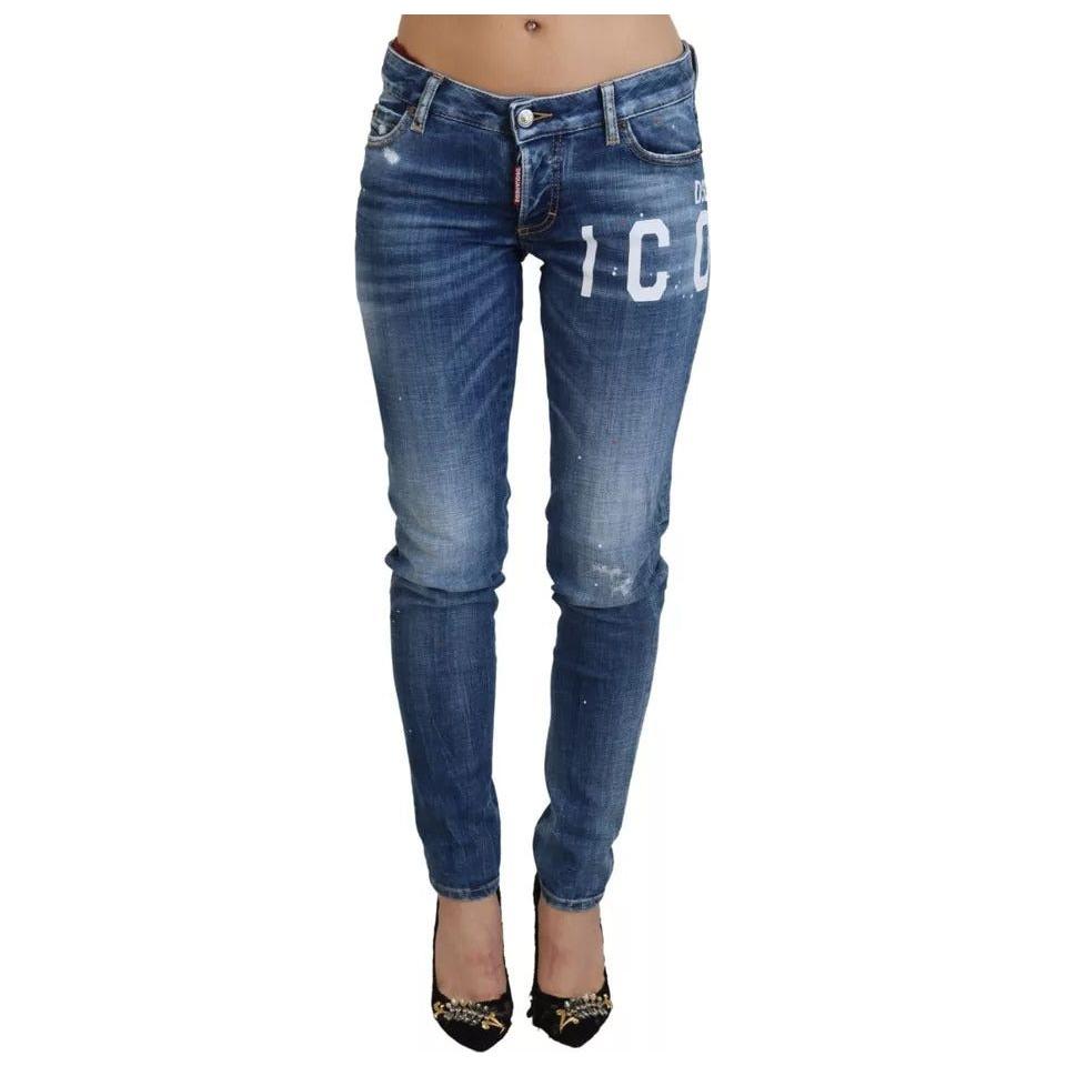 Dsquared² Blue Icon Low Waist Skinny Jennifer Denim Jeans Dsquared² Dark Slate Gray