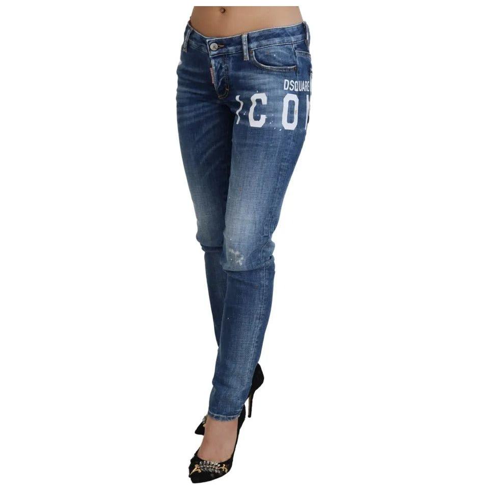 Dsquared² Blue Icon Low Waist Skinny Jennifer Denim Jeans Dsquared² Dark Slate Gray