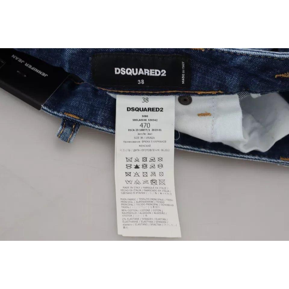 Dsquared² Blue Icon Low Waist Skinny Jennifer Denim Jeans Dsquared² Dark Gray