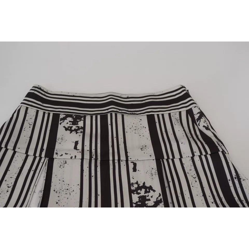 Dsquared² Gray Black Stripes Mid Waist A-line Mini Skirt Dsquared² Dark Gray