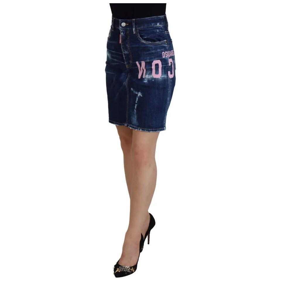 Dsquared² Blue Icon High Waist Denim Mini Boston Jean Skirt Dsquared² Dark Slate Gray