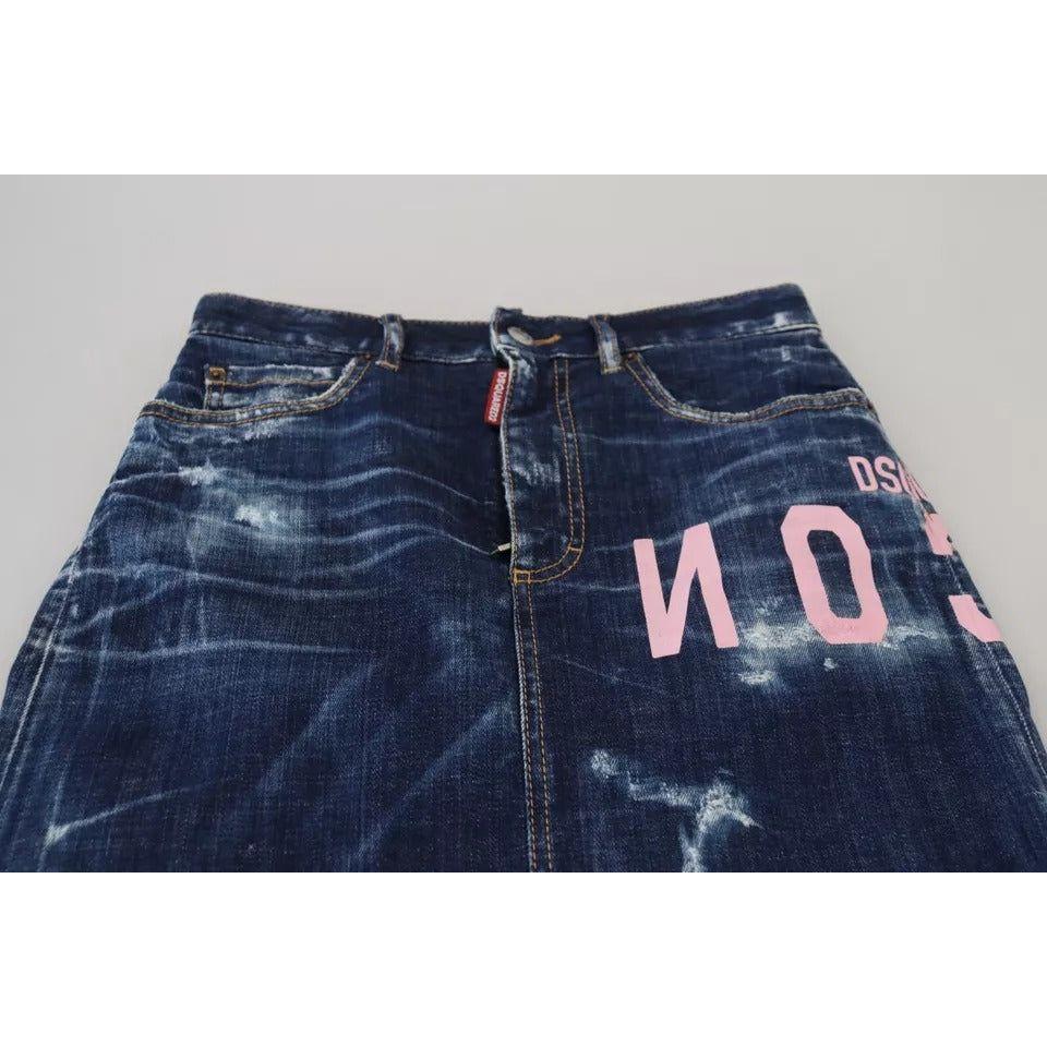 Dsquared² Blue Icon High Waist Denim Mini Boston Jean Skirt Dsquared² Gray
