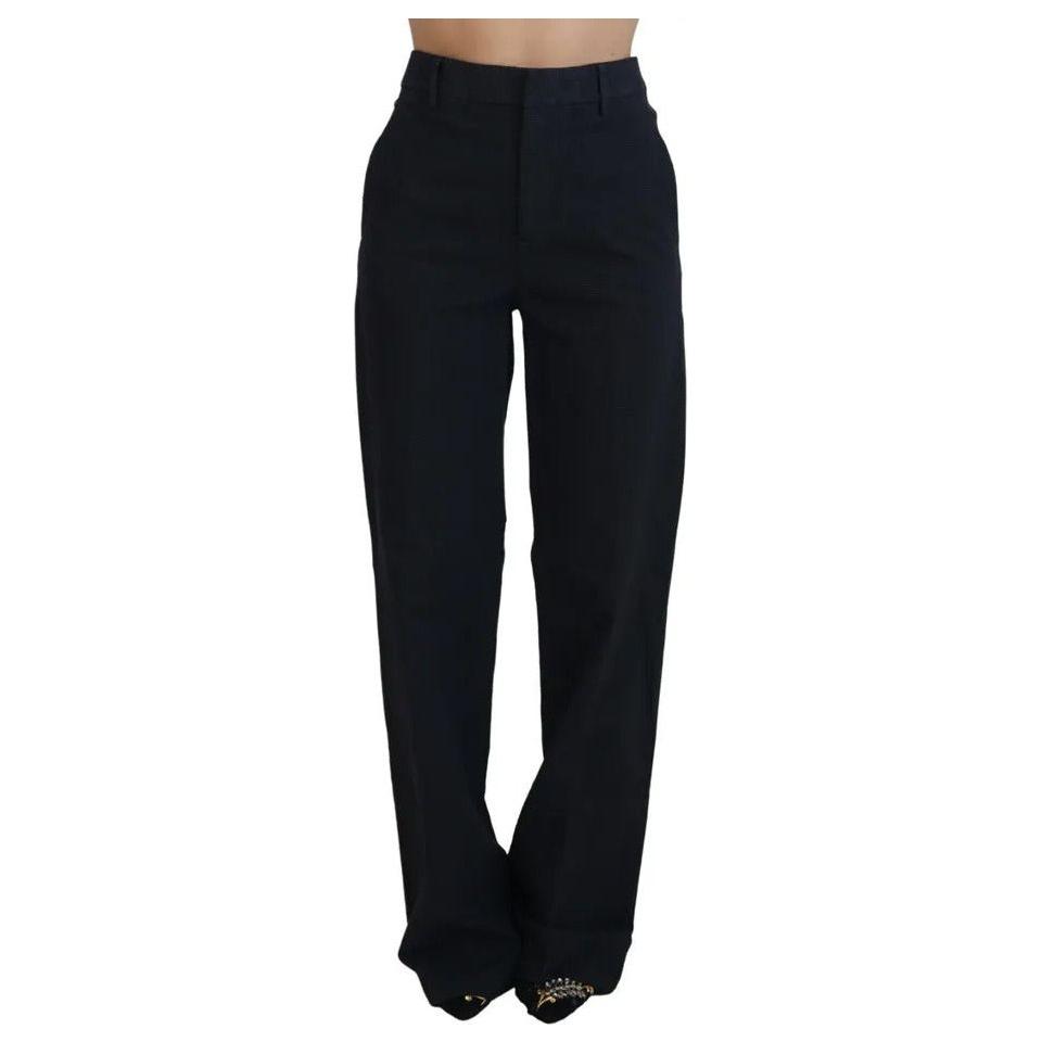 Dsquared² Black Checkered High Waist Straight Pants Dsquared² Black