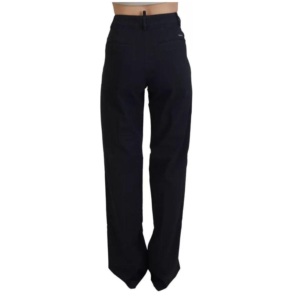 Dsquared² Black Checkered High Waist Straight Pants Dsquared² Black
