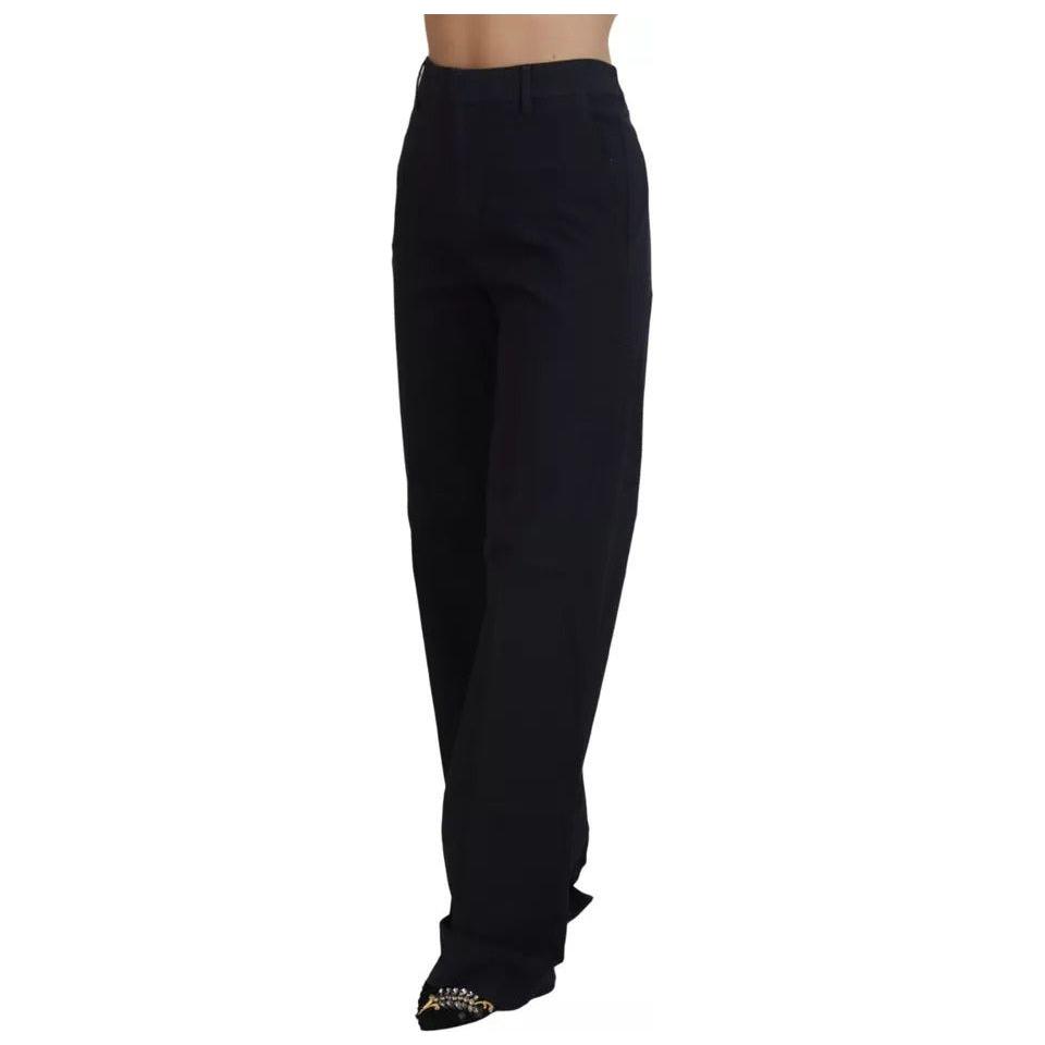 Dsquared² Black Checkered High Waist Straight Pants Dsquared² Black