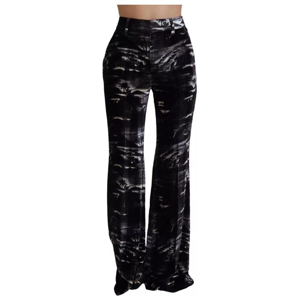 Dsquared² Black Printed High Waist Super Flare Pants Dsquared² Black