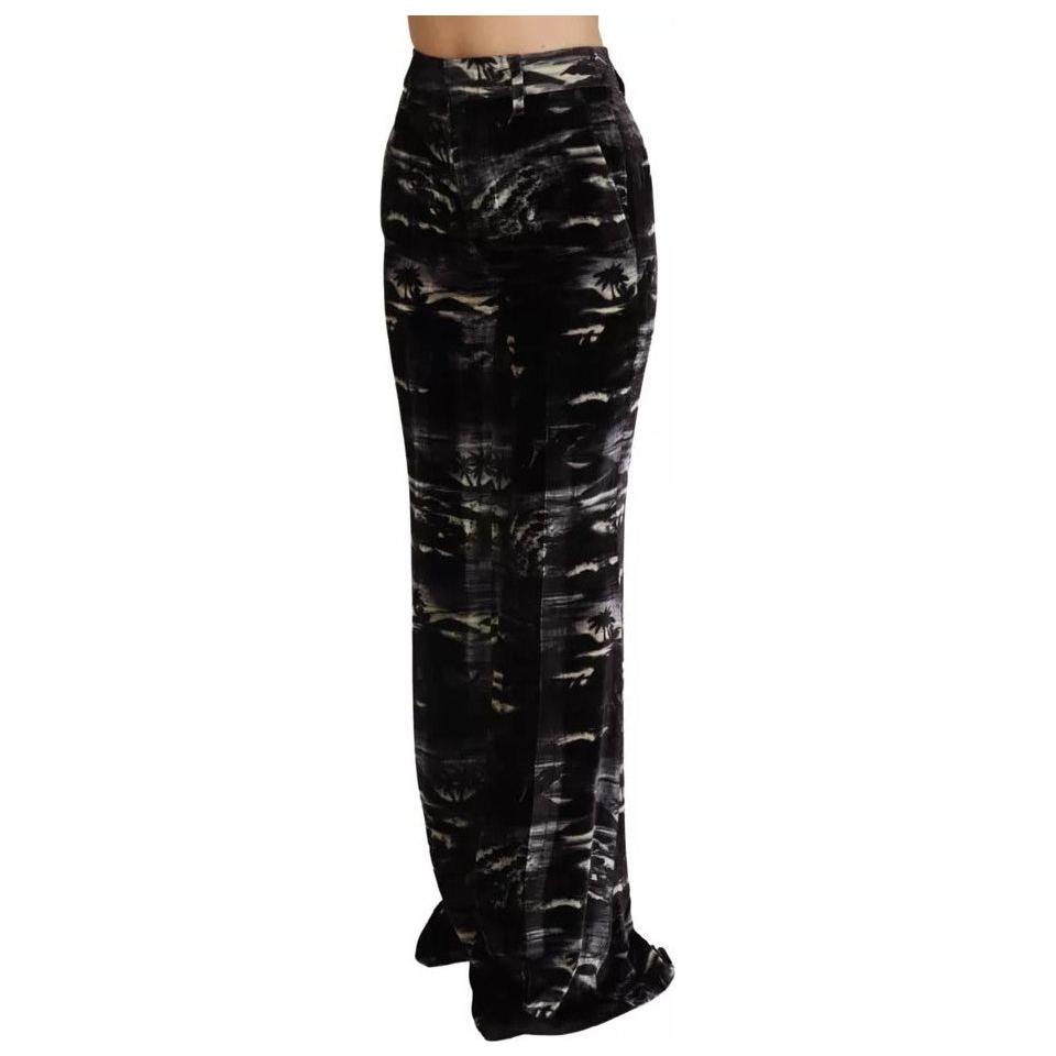Dsquared² Black Printed High Waist Super Flare Pants Dsquared² Black