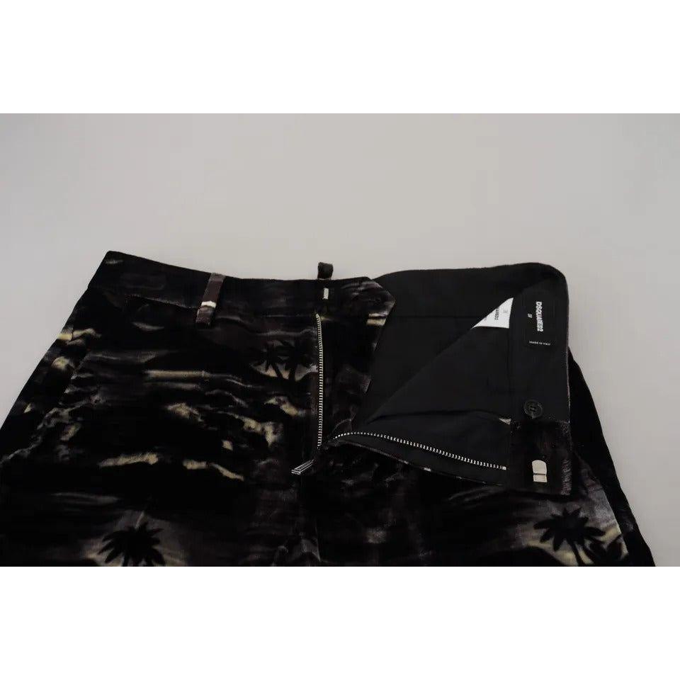 Dsquared² Black Printed High Waist Super Flare Pants Dsquared² Gray