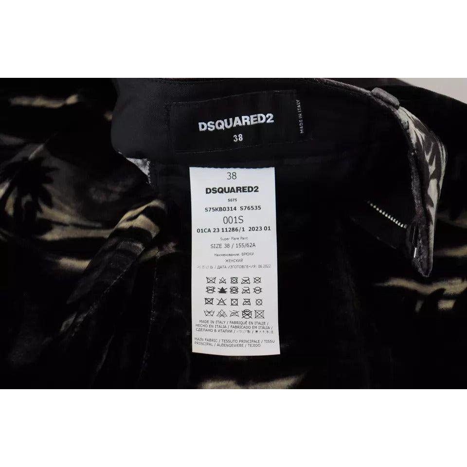 Dsquared² Black Printed High Waist Super Flare Pants Dsquared² Black