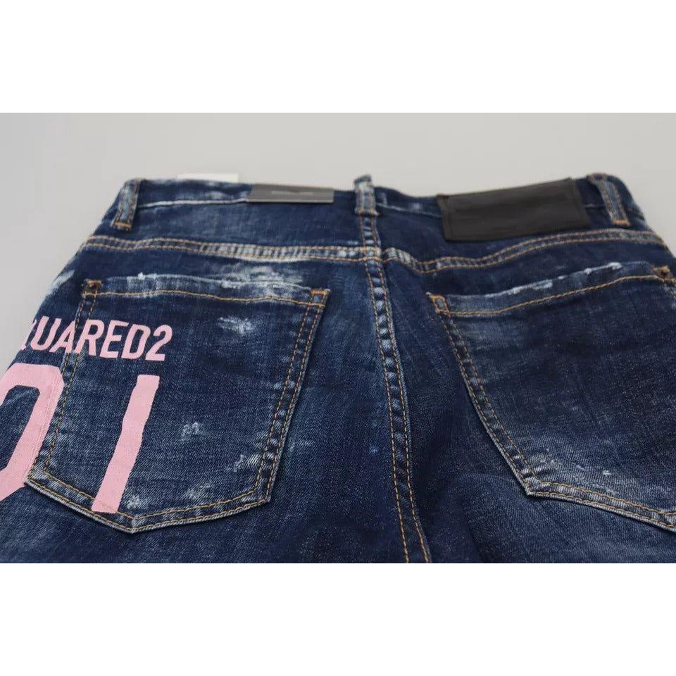 Dsquared² Blue Icon High Waist Straight Denim Boston Jeans Dsquared² Dark Slate Gray