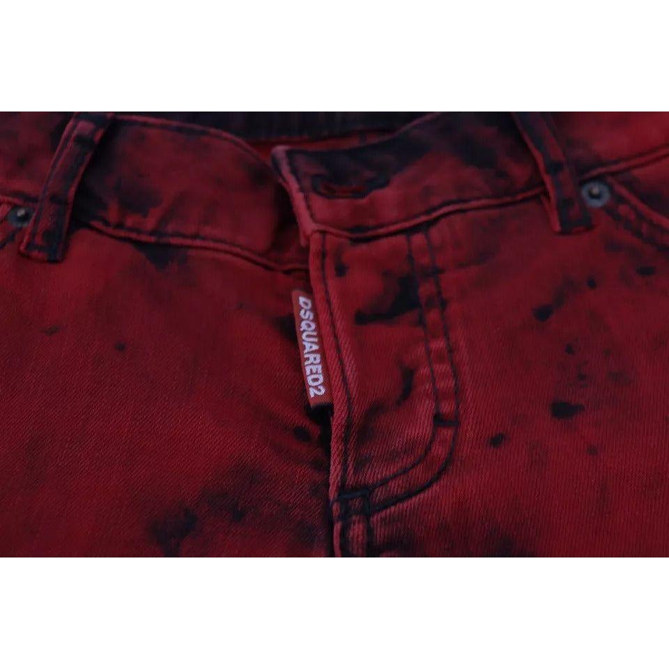 Dsquared² Red Low Waist Cotton Stretch Skinny Pants Dsquared² Dark Red