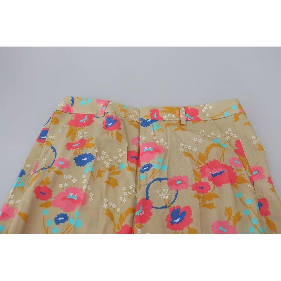 Dsquared² Beige Floral High Waist Straight Pants Dsquared² Dark Gray