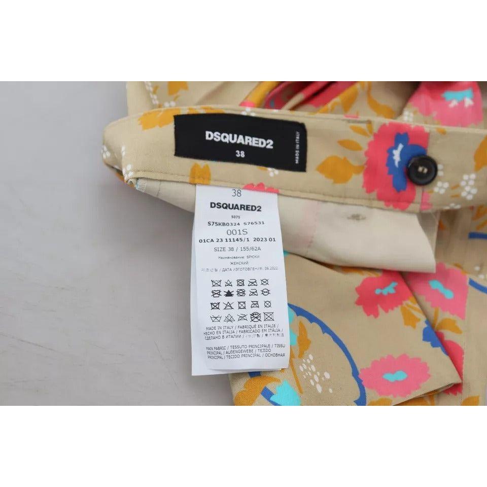 Dsquared² Beige Floral High Waist Straight Pants Dsquared² Dark Gray