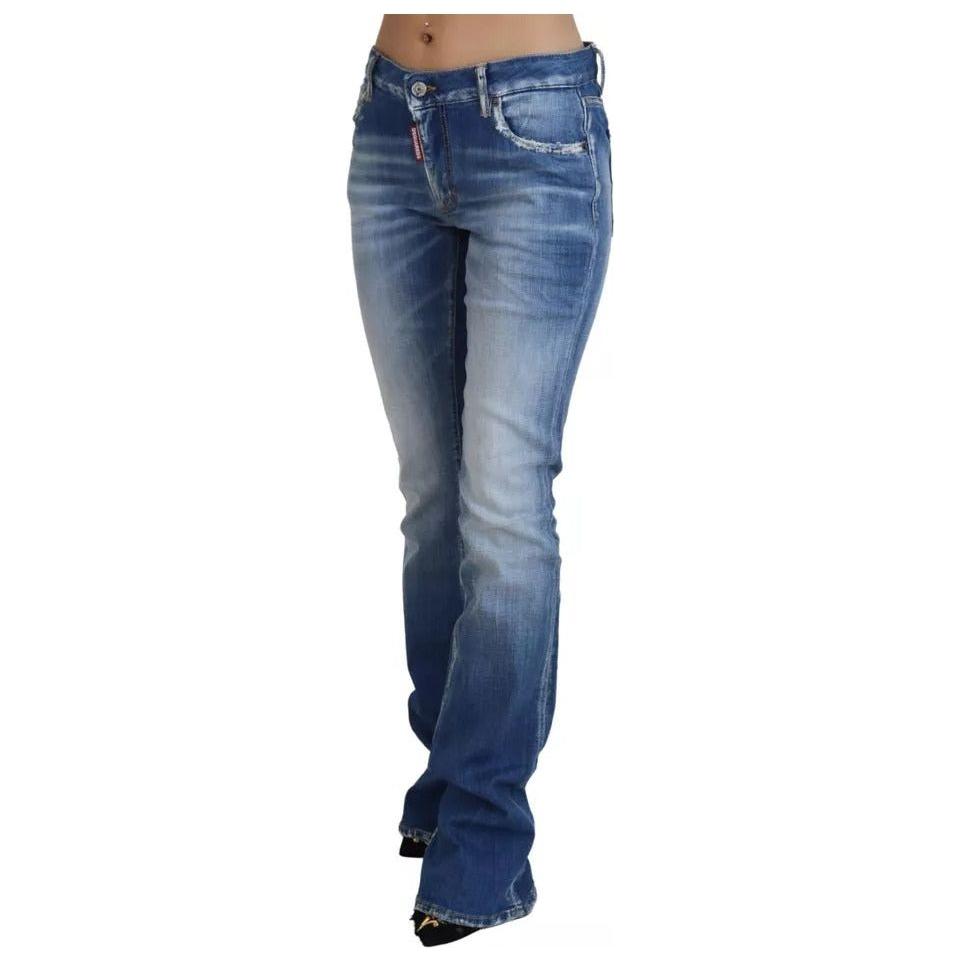 Dsquared² Blue Washed Cotton Mid Waist Flared Denim Jeans Dsquared² Dim Gray