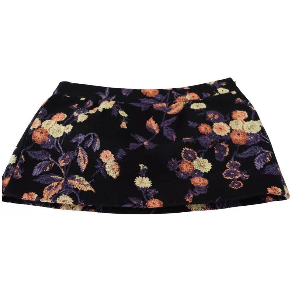 Dsquared² Black Floral Embroidery Mid Waist A-line Mini Skirt Dsquared² Rosy Brown
